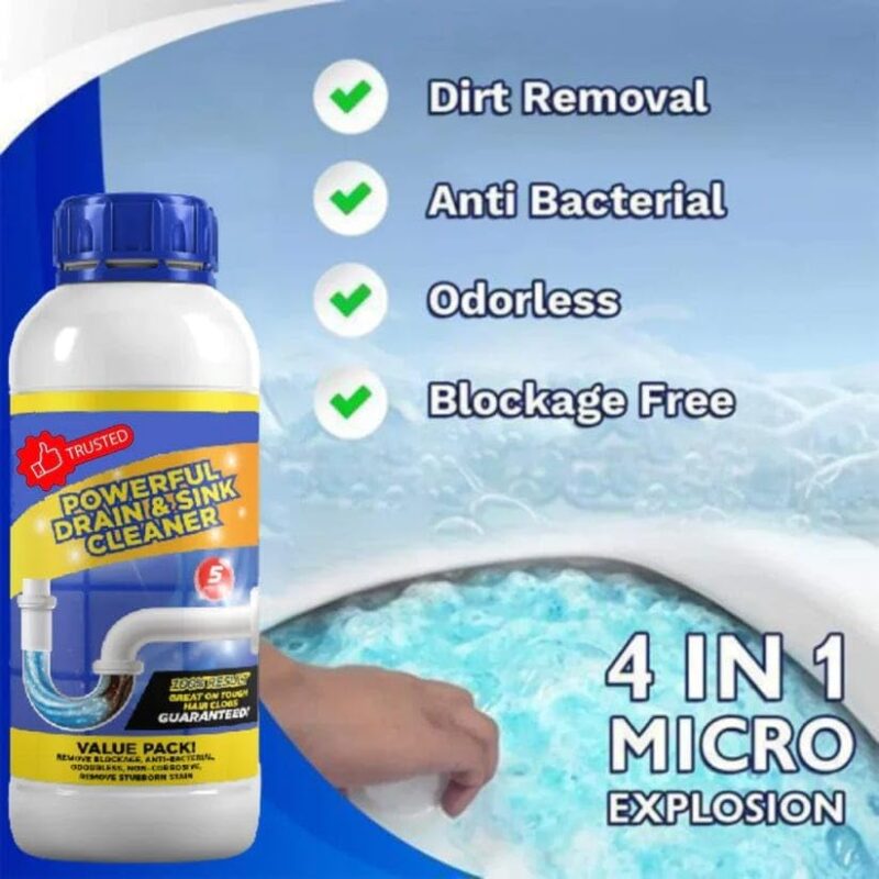 SAKSAA Powerful Drain Blockage Automatic Toilet Cleaner Sink Cleaner Powder, Drain Cleaner & Clog, Blockage Cleaner, Unclogs and Pack, Sink opner [Pack of 1] - Image 2