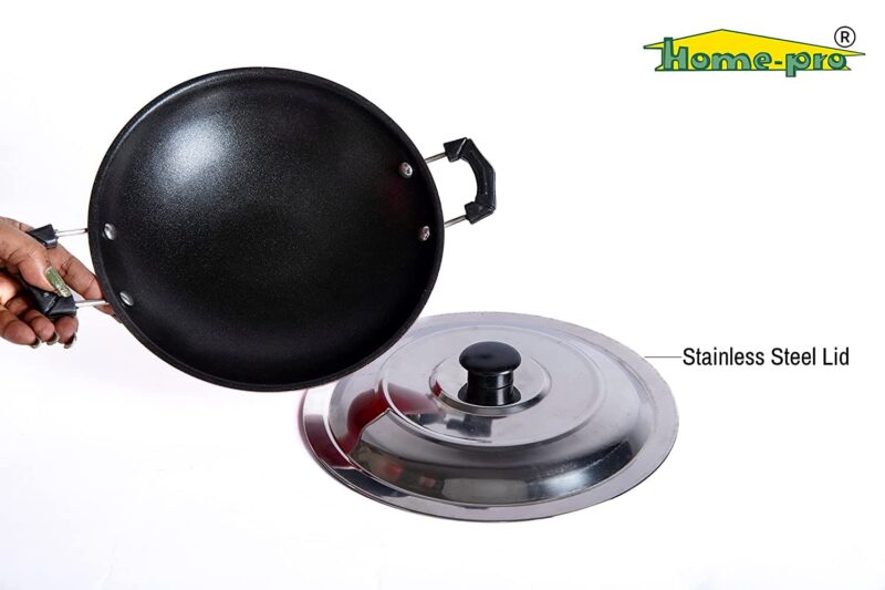 Home-pro Non-Stick Aluminium Appachetty with Steel Lid, Deep Round Bottom Appachatti, Appachatty with Steel Lid, Residue Free, Red - Image 3