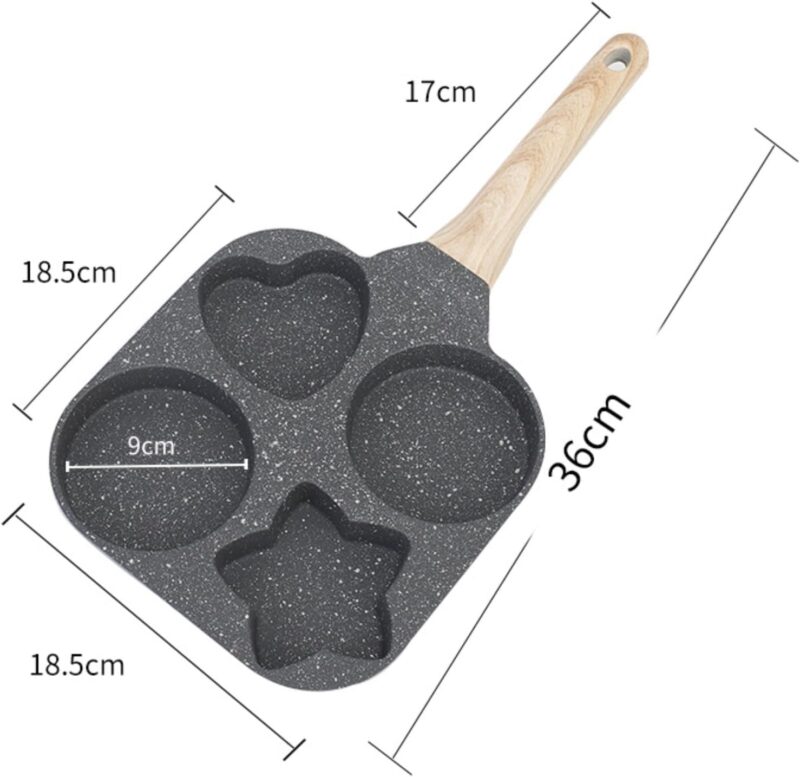 Husaini Mart | Egg Pan Non Stick Pancake Pan, 4-Cup Nonstick Egg Frying Pan, Granite Mini Egg Cooker Pan for Breakfast, Small Egg Skillet Suitable for Gas Stove & Induction Top (Multicoloured) - Image 7