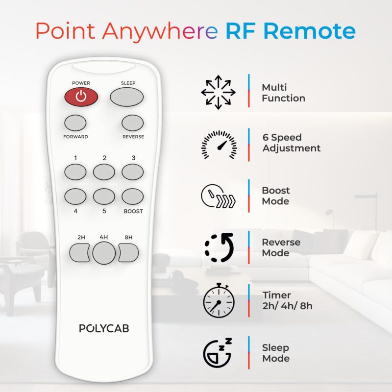 POLYCAB Wizzy Neo 1200mm 5-Star BLDC,Remote Ceiling fan for home| Free Installation| 55% Energy Saving, 100% Copper, High Air Delivery, 6 Speed Setting, Reversible & Timer| 4-yr Warranty【Brown Copper】 - Image 6