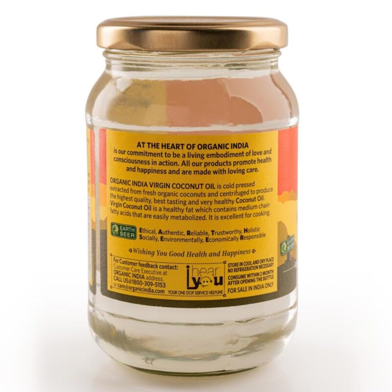 Organic India Virgin Coconut Oil, 500ml, Lab Tested on 600+ Parameters, Certified Organic, Extracted from Organically Grown Coconut Milk, Cold Pressed, Authentic Flavour, Multipurpose Oil - Image 3