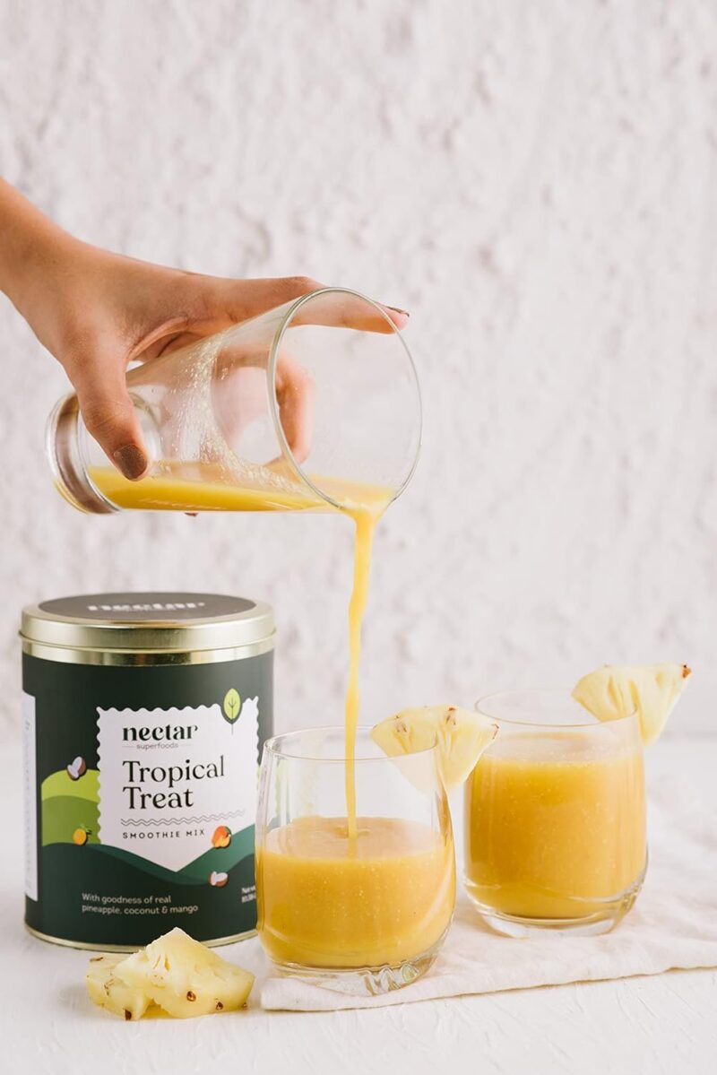 Nectar Superfoods Freeze Dried Tropical Treat Smoothie Powder - Added 100% Natural Fruits , Mango, Pineapple & Coconut, Healthy Ingredients for Nutritious Smoothies, Vegan & Convenient - 15g Sachet Pack - Image 3