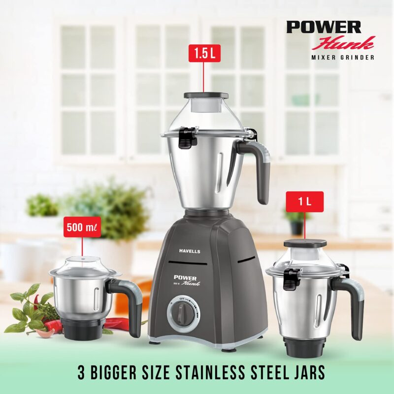 Havells Stainless Steel Power Hunk 3 Jar, White - Image 6