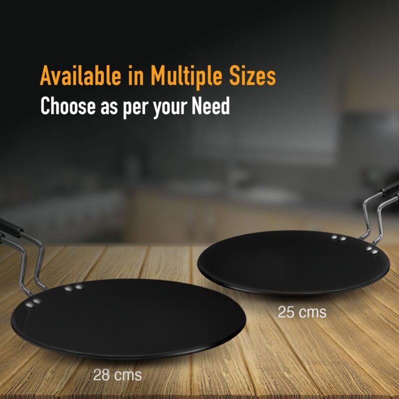 KENT Hard Anodised Roti Tawa 25 CM | Non Reactive, Non Toxic, & Non staining Food Grade Surface | 4.88 mm Thick Base for Uniform Heating | Cool Touch bakelite Handle | Induction Friendly | Black - Image 2