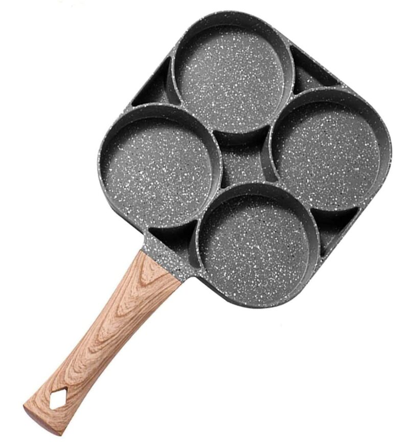 BHAVYAM Non Stick Egg Frying pan with Blocks Aluminium Fry pan for Cooking with Wooden Handle Egg Omelette pan Round with Detachable Handle (1 pcs) - Image 7
