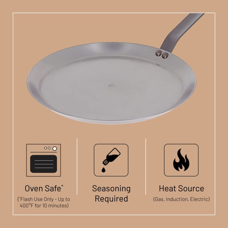 Mineral B Round Carbon Steel Crepe/Tortilla Pan 10.25-Inch - Image 6
