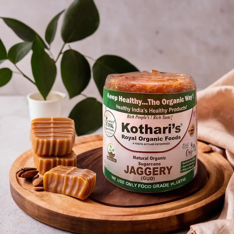 Kothari's Royal Organic Foods Jaggery 900 Gm (Sugarcane Jaggery Block/Gud/Gur/Gud Bhelli/Vellam/Sharkara Bellam/Nattu/Jaggey/Pure/Natural/No Preserveties) - Image 5