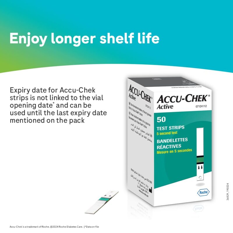 Accu-Chek Active Blood Glucose Glucometer Kit with Vial of 10 Strips, 10 Lancets and a Lancing device FREE - Image 2