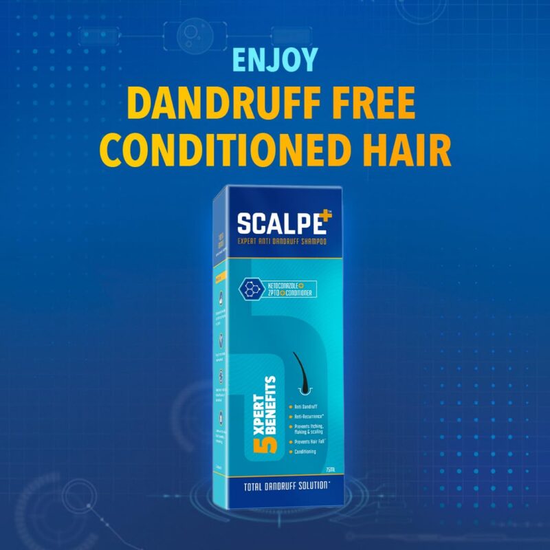 Scalpe+ Expert - Bottle of 75ml Anti Dandruff Shampoo for Men and Women with Ketoconazole and ZPTO - Image 2