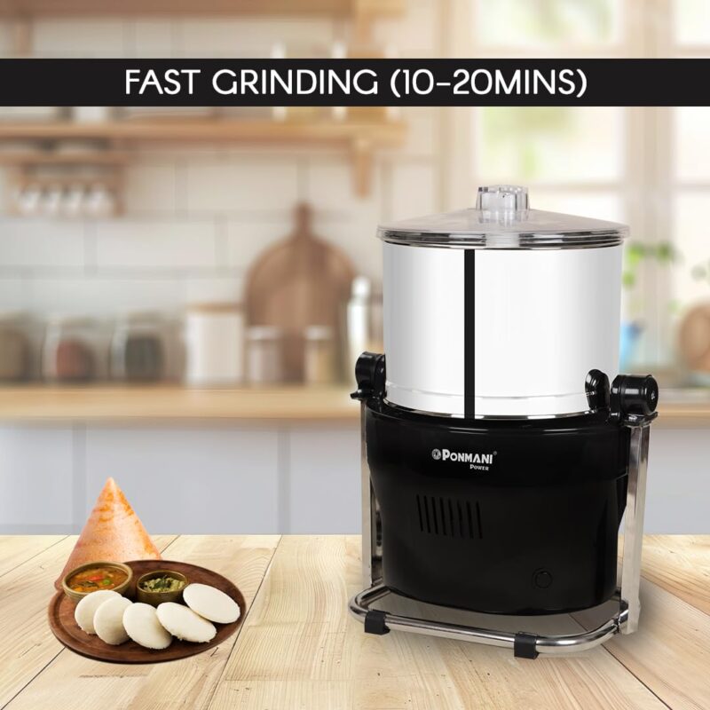 Ponmani Power Plus - 3Ltr Tilting Wet Grinder (225W Copper Motor, Black) - Image 3
