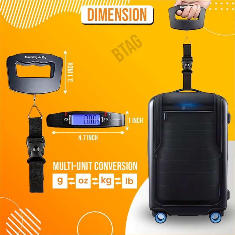 Btag Electronic Portable Digital LED Screen Luggage Weighing Scale, 50 kg/110 Lb For Multi-Purpose Use. Pack of 1 (A09) - Image 4