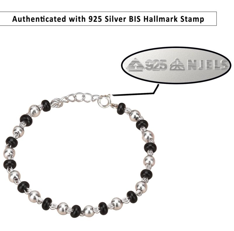 Njels 925 Silver Nazariya for Baby Boy and Baby Girls | New Born to 3 years Age | 5.5 Inch Plus 1.0 Inch Extension Chain | 925 BIS Hallmarked Silver Bangles for Baby Girl - Image 7