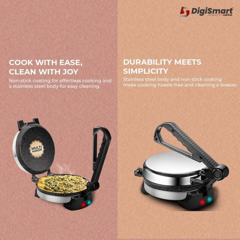 DIGISMART Multi-Maker, Versatile Roti/Paratha/Omelette/Thepla/Khakhra/Dosa Maker, Nonstick Coating, Easy to Use, Durable Design come with 1 Year Warranty - Image 3