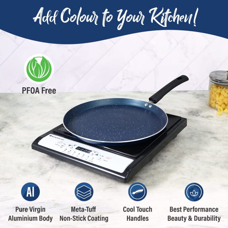 Wonderchef Galaxy Dosa Tawa 28cm, Midnight Blue, 2 Years Warranty - Image 2