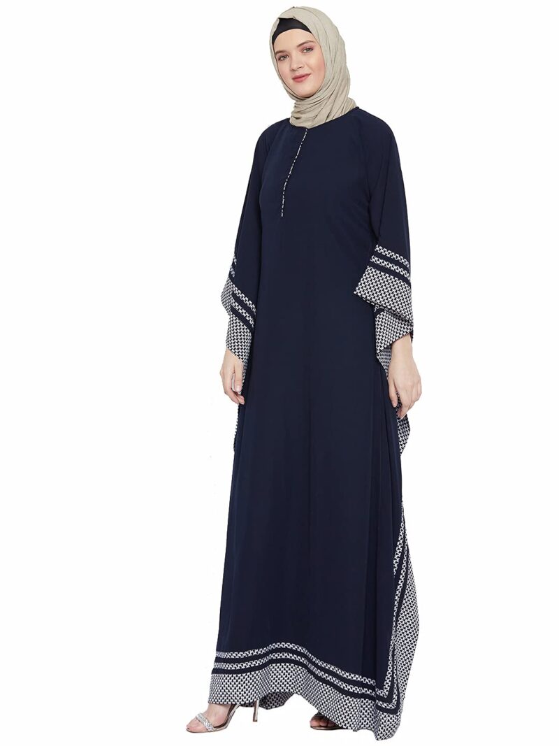 Navy Blue Polyester Kimono Sleeve Women Abaya Burqa - Image 4