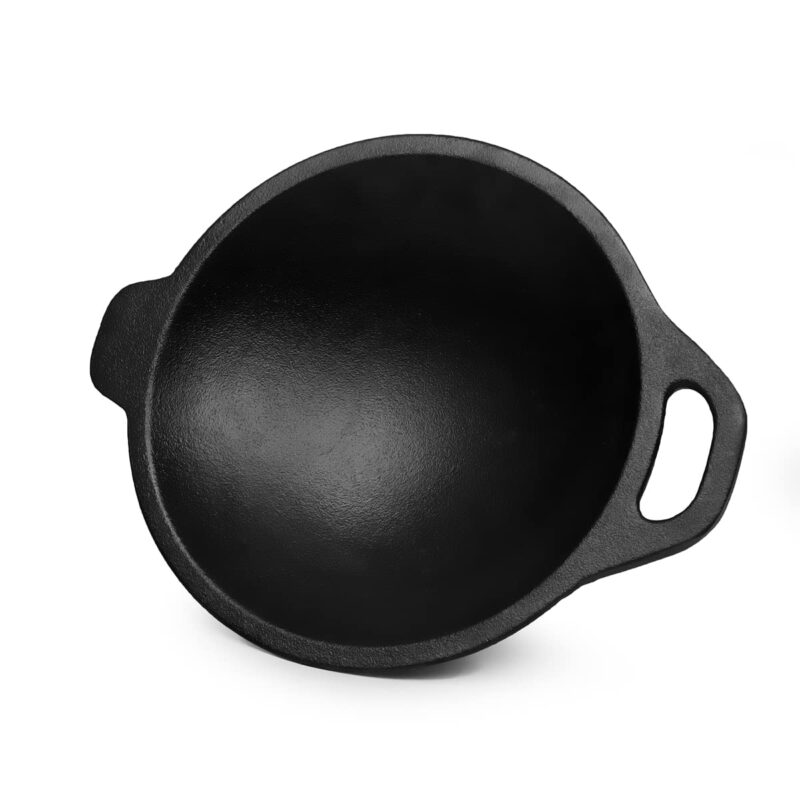 EUGOR from House of TheHealthyCliQ Cast Iron Appa Chatti/Appam Pan/Appam Patra/kallu Pre- Seasoned with Organic Cooking Oil (APPAM) - Black