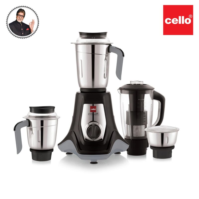 Cello Kitchenette Collection Levanate Pro Plus Mixer Grinder with 3 Jars & 1 Juicer | 500 Watts | 3X Speed Control | Set of 4 | Black - Image 2