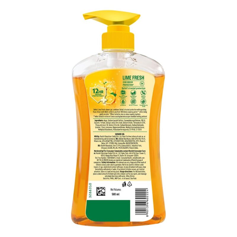 Dettol Body Wash and Shower Gel for Women and Men, Lime Fresh - 500ml | Soap-Free Bodywash | 12h Odour Protection - Image 2