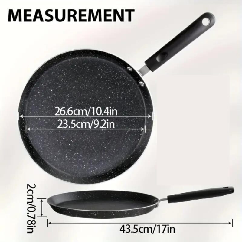 HOMETIC Non-Stick Granite Crepe Pan - Effortless Food Release, Induction Ready, PFOA & PTFEs Free, Perfect for Roti, Egg Omelet, Tortilla, Tawa, Dosa, and Flat Frying - Durable, Easy Cleaning. (BLACK) - Image 4