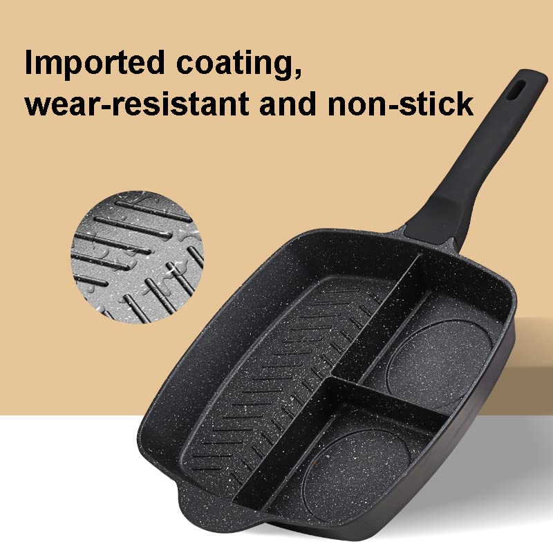ONCARNIVAL 3-in-1 Non Stick Frying pan Crepe Maker pan Cooking Wok Pot (Black) - Image 8
