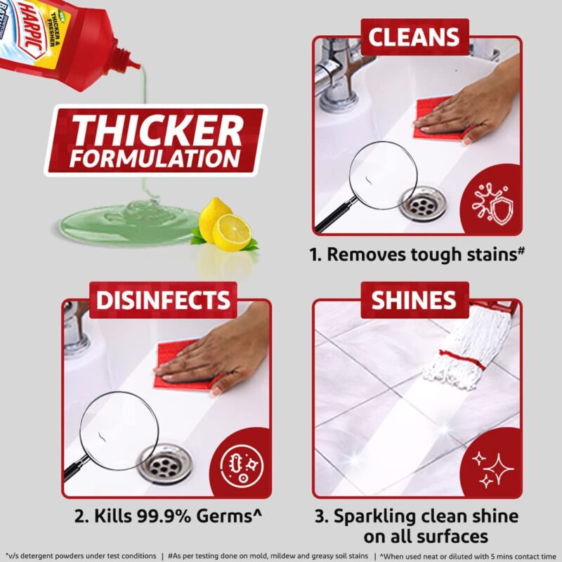 Harpic Toilet Cleaner Original, 1 L + Bathroom Cleaner Lemon - 1 L + Drain Xpert Drain Cleaning Powder (50g x 8) - Image 13