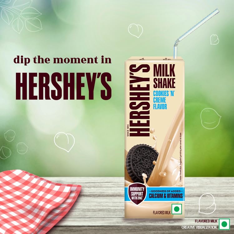 HERSHEY'S Cookies N Cream Flavored Milkshake | Enriched with Calcium | 180Ml - Pack of 6 - Cookies N Cream Flavor - Image 5