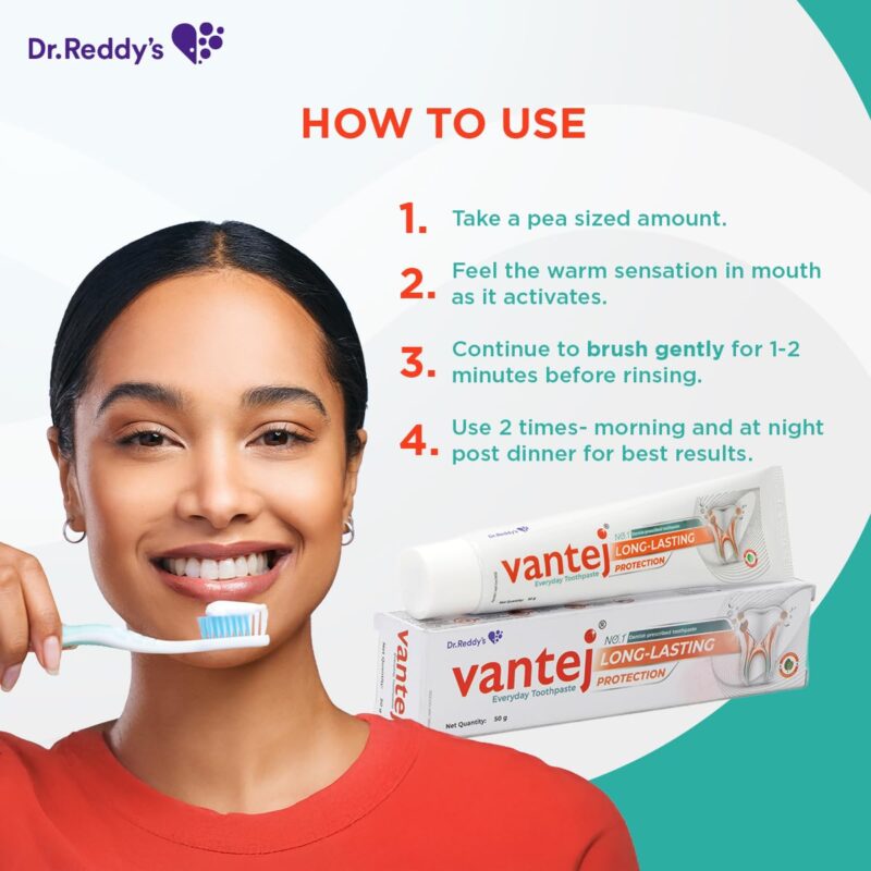 Vantej : Sensitivity Protection Toothpaste | 50 Grams | Gives Long Lasting Sensitivity Protection and Tooth Sensitivity Healing| Nutrition for Teeth| Rebuilds Tooth Enamel | Strengthens Teeth inside out| Dentist Recommended| Vegan Toothpaste | Desensitizi - Image 4