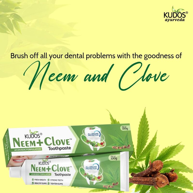 KUDOS AYURVEDA Neem Clove Toothpaste. Prevents cavities,Bad Breath,tooth decay.Help Fights germ,Anti Bacterial GumProtection Daily Use Toothpaste . 100gm x 4 - Image 6