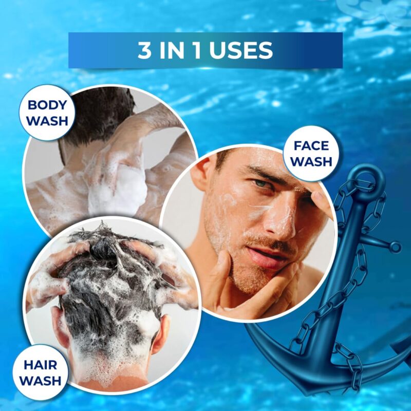 Muuchstac Ocean 3-in-1 Body Wash for Men | Clear Skin, Controls Sweat, Fights Body Acne & Bad Odour, Shower Gel for Long-Lasting Fresh | 200 ml - Image 6