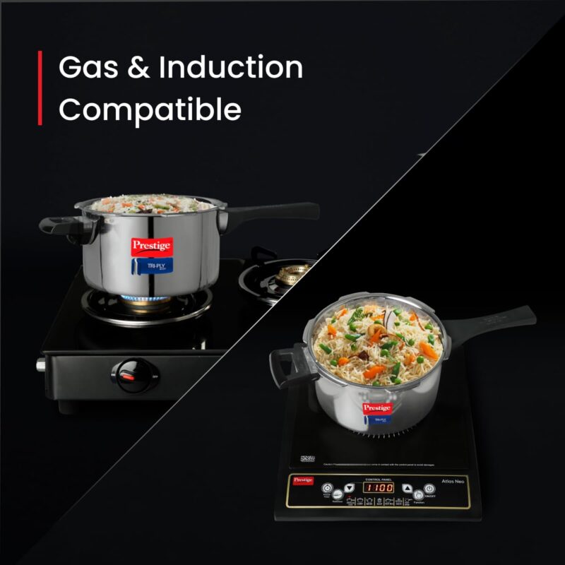 Prestige Svachh Triply Outer Lid Pressure Cooker with Unique Deep Lid, 3.5 Litre, Silver, Stainless Steel, Aluminium, 3.5 Liter - Image 2