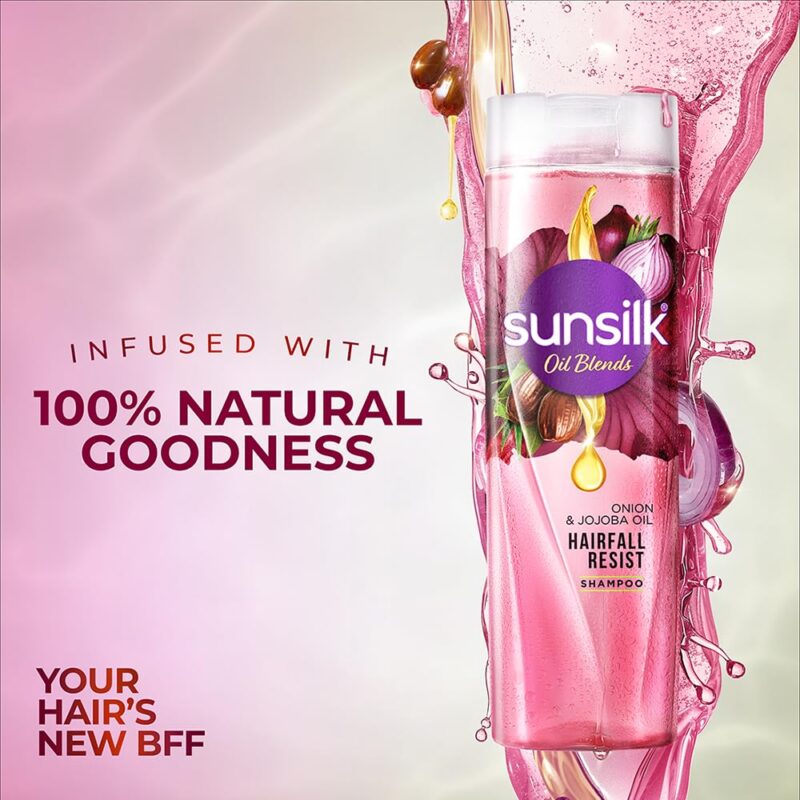 Sunsilk Onion & Jojoba Oil Hairfall Resist Oil Blends Shampoo | with No Added Parabens | (370 ml) - Image 6