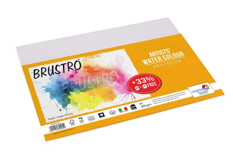 Brustro Artists Watercolour Paper, A4 Size, 200 GSM, 25% Cotton CP, 12 + 4 Sheets Free (Pack of 2) - Image 3
