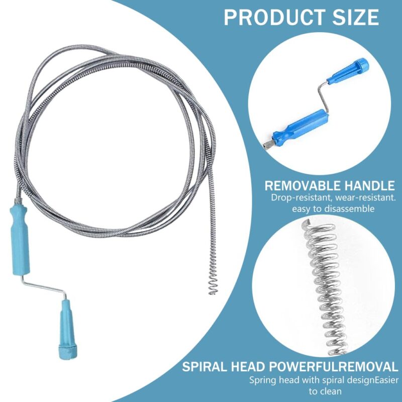 HASTHIP® 9.8ft Stainless Steel Drain Cleaner Tool, Spiral Spring Pipe Design, Sink & Tub Drain Dredge Tool, Sewer Cleaning Tool for Bathroom, Kitchen & Toilet - Image 6