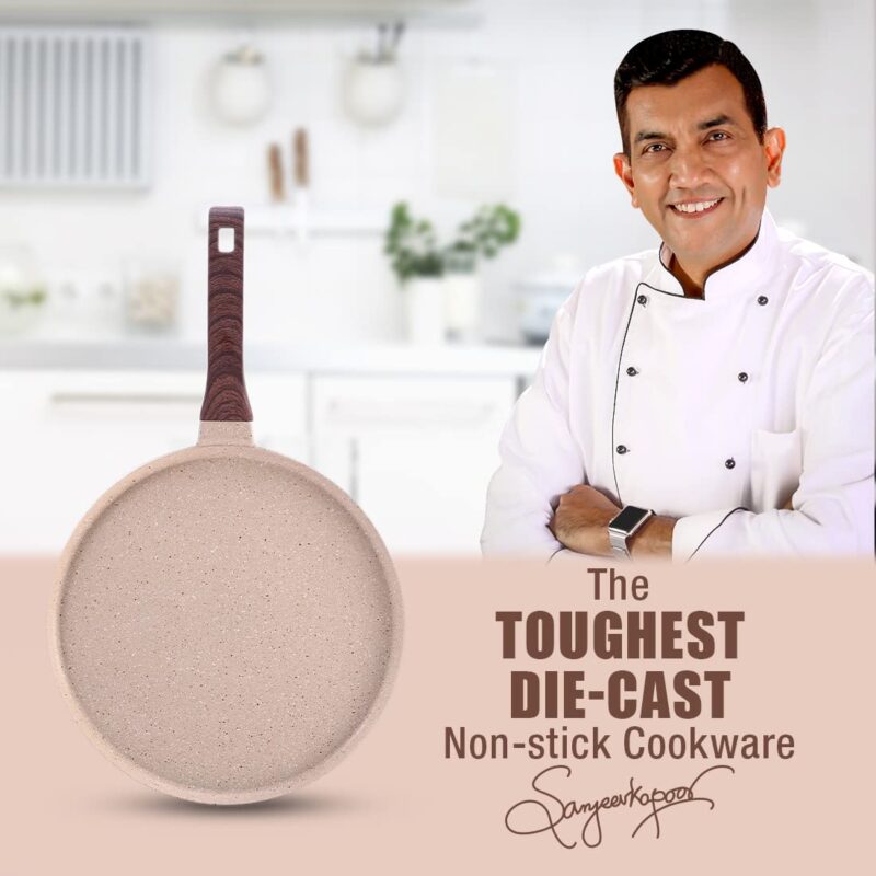Wonderchef Duralife Die-cast 28 cm Dosa Tawa | 5 Layer Healthy Duramax Non-Stick Coating | Soft Touch Handle | Pure Grade Aluminium | PFOA Free | 2 Year Warranty Ivory - Image 8