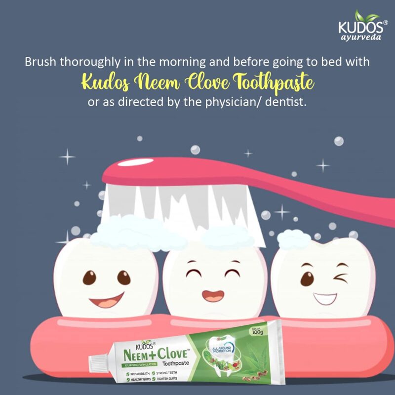 KUDOS AYURVEDA Neem Clove Toothpaste. Prevents cavities,Bad Breath,tooth decay.Help Fights germ,Anti Bacterial GumProtection Daily Use Toothpaste . 100gm x 4 - Image 7