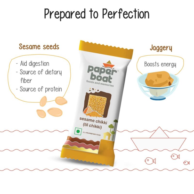 Paper Boat Sesame Chikki Jar, Nutritious Bar, No Added Preservatives and Colours | Gajak | Sweets | Made with Jaggery | Gazak (50 pieces, 16 grams each) - Image 3