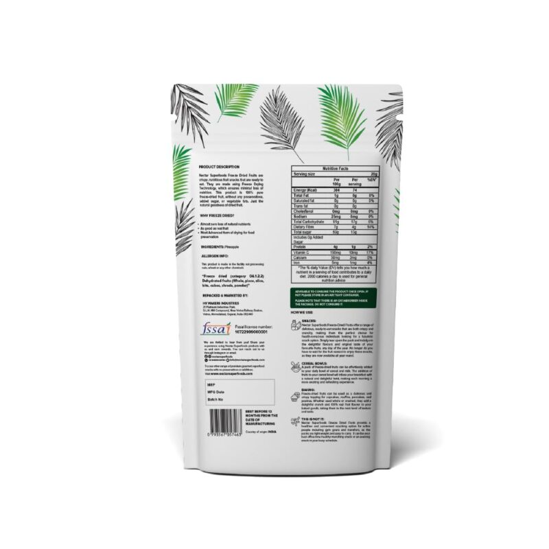 Nectar Superfoods Freeze Dried Pineapple | No Preservatives, No Added Sugar, Healthy Dried Fruit | 100% Natural, Vegan, Gluten Free Snack for Kids and Adults | 20 gram Pouch (PACK OF 1) - Image 8