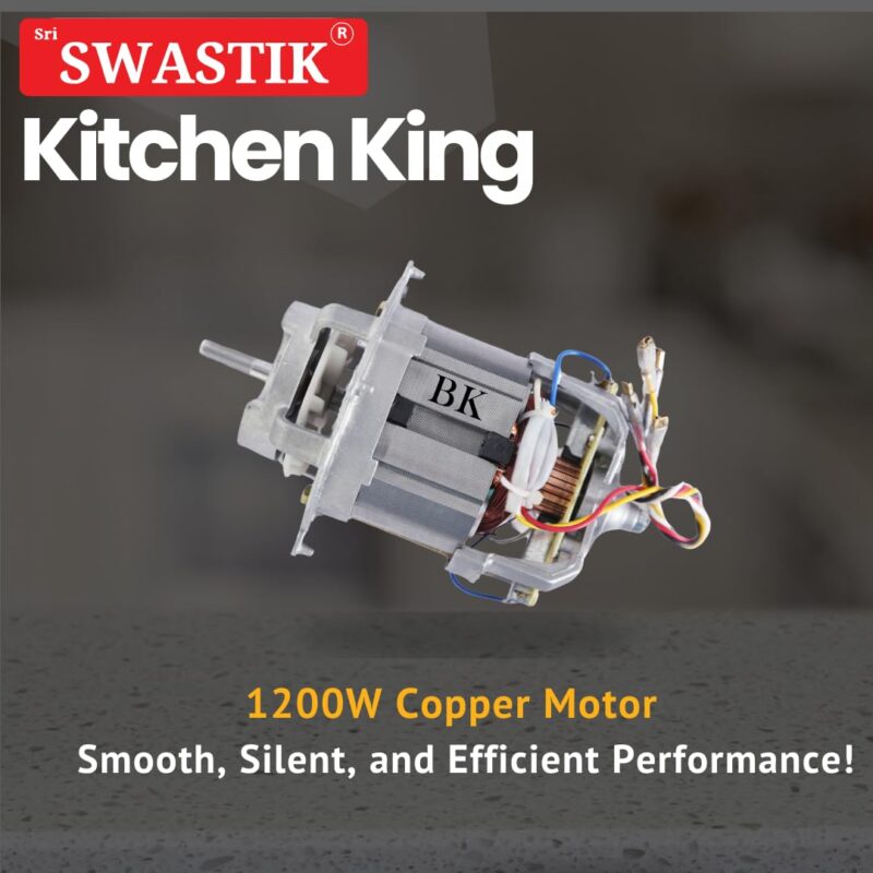Sri Swastik Kitchen King 1200W Mixer Grinder with 4 Jars | Silent Operation |Heavy-Duty 1200W Copper Motor | Overload Protection - Image 4