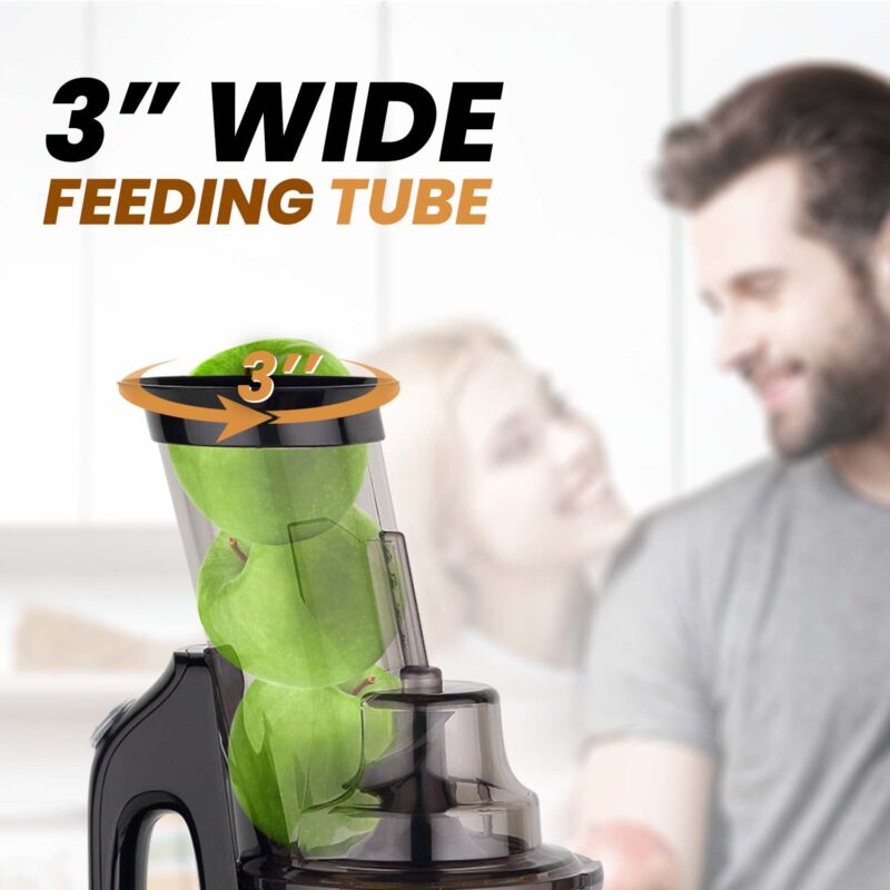 AGARO Royal Slow Juicer, Professional Cold Press Whole Slow Juicer, 240 Watts Power Motor, 120 Minutes Long Usage, 3 Strainers, All-in-1 Fruit & Vegetable Juicer, Black - Image 3