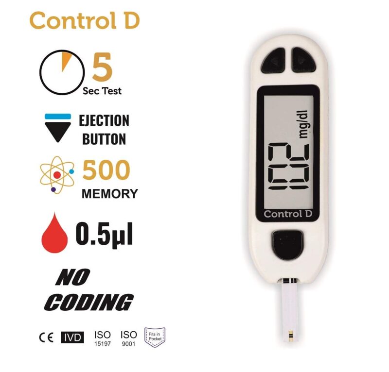 Control D Blood Glucose Monitor (Pack of 100 Strips, White) - Image 2