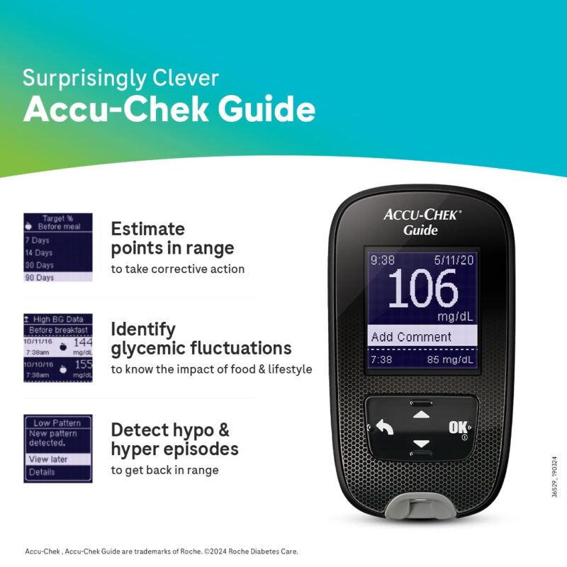 Accu-Chek Guide Blood Glucose Glucometer (with Bluetooth) Kit with Vial of 10 Strips, 10 Lancets and a Lancing Device FREE for Accurate Blood Sugar Testing - Image 6