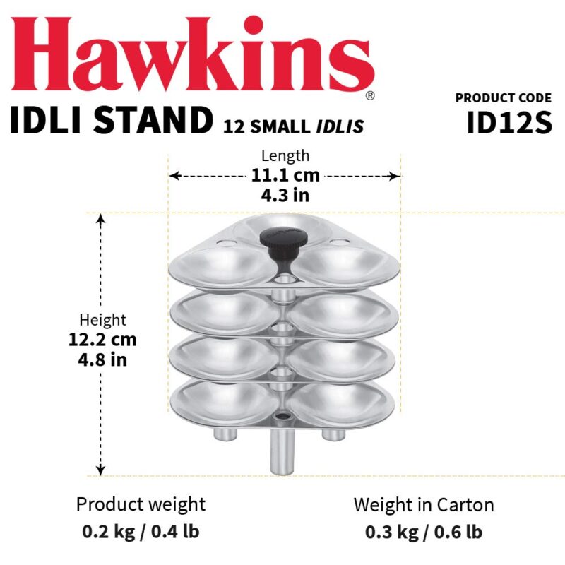 Hawkins Mini Idli Stand - 12 Mini Idlis, (for 3 Litre and Bigger Pressure Cooker), Silver (ID12S),Aluminium - Image 6