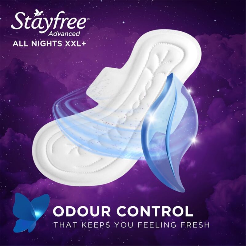 Stayfree Advanced XXL+ Ultra Thin Sanitary Pads for Women | 16 Soft Cotton Pads for All Night Ultra Comfort | Absorbs 2x More with Wider Back | Prevent Rashes | Odour Control - Image 3