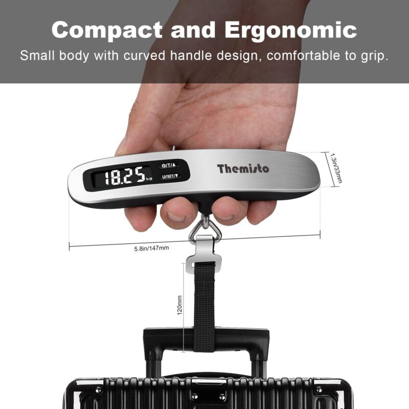 Themisto TH-WS10 Digital Luggage Scale with Target Value Setting (50kg), Silver - Image 5