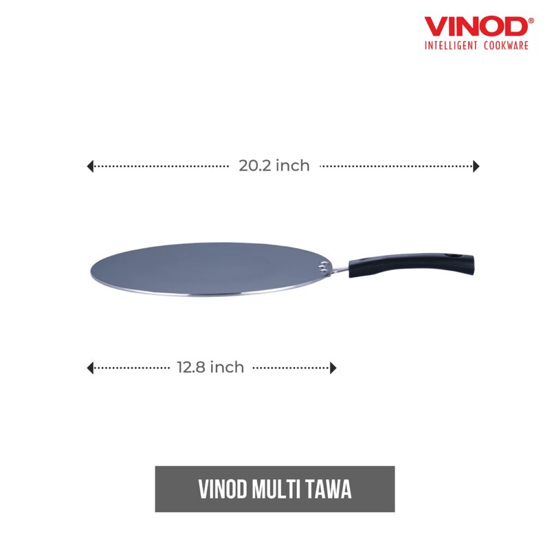Vinod Zest Aluminium Non Stick Flat Multi Tawa - 32.5 cm | Triple Layer Ceramic Coating | 4mm Extra Thick Roti Tawa | Bakelite Handle | Gas and Induction Base | 1 Year Warranty - Image 8