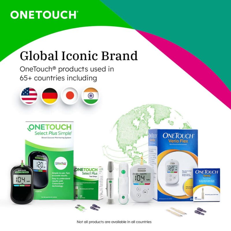 OneTouch Verio Flex glucometer with 50 Test Strips & 50 additional lancets (total 60 sterile lancets) | Sync your results with OneTouch Reveal mobile app| Simple & accurate testing of blood sugar - Image 2