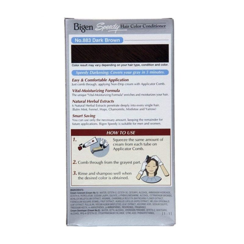 Bigen Speedy Hair Color, 40g+40g - Dark Brown 883 - Image 3
