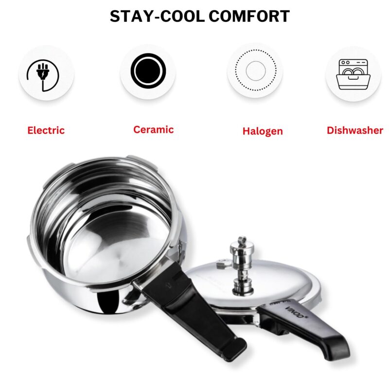 Vinod Splendid Plus Stainless Steel Pressure Cooker Outer Lid 1.5 Litre | SAS Bottom Handi Cooker | Extra Glass Lid | Induction and Gas Base | ISI and CE certified | 2 Years Warranty - Image 5
