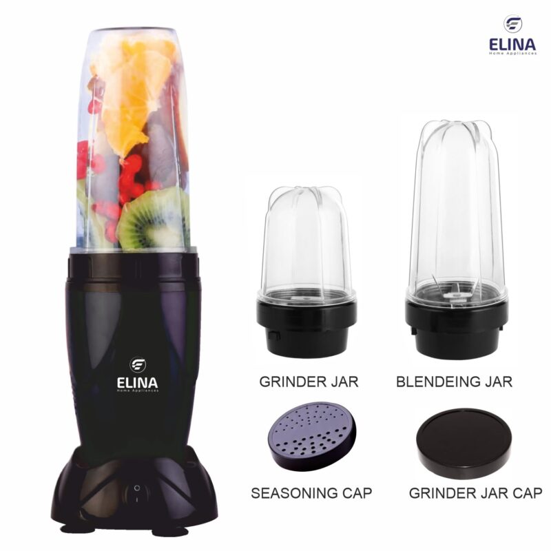 ELINA Nutri ACE Mixer Grinder, Blender | Powerful 450-watt Copper Motor with high 20000 RPM | Unbreakable Transparent Jars | Stainless Steel Blades | Smoothies, Shake, Chutney | Black - Image 6