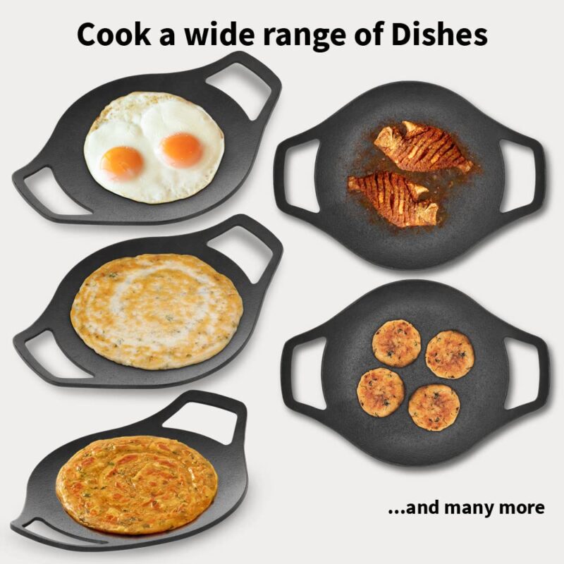Hawkins Futura 24 cm Cast Iron Tava, Cast Iron Tawa for Roti, Cast Iron Cookware for Kitchen, Black (CIT24) - Image 4